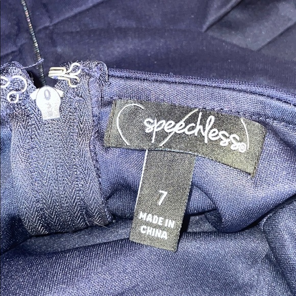 Juniors Navy Blue Pearl beaded belt Flowy dress - Picture 5 of 5